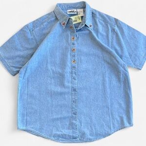 Vintage NWT Northern Reflections Embroidered Sunflowers Denim Button Down Shirt
